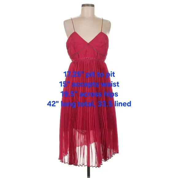 Self-Portrait Pleated Chiffon Cocktail Dress ASO Dynasty - Picture 8 of 11